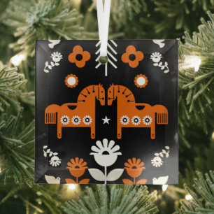 Ornement En Verre Art populaire de cheval scandinave