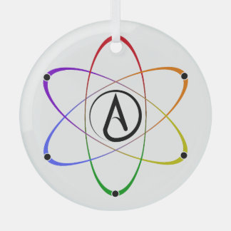Ornement En Verre Atheist Atom Symbol Rainbow