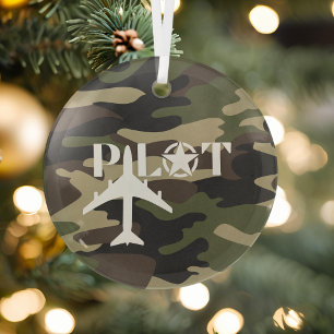Ornement En Verre Avion de pilotage et militaire, Camouflage, Minima