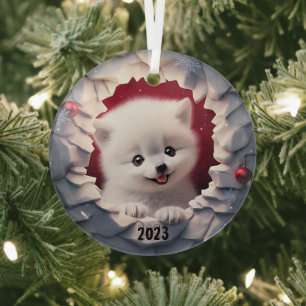 Ornement En Verre Baby de Noël Renard blanc
