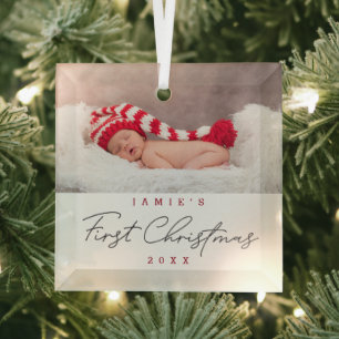 Ornement En Verre Baby moderne First Christmas Custom