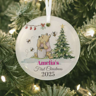 Ornement En Verre Baby's First Christmas Ornament | Bear & Bees Cust