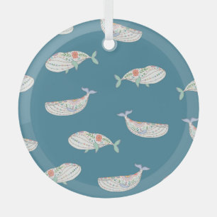 Ornement En Verre Baleine scandinave, animaux de mer motif