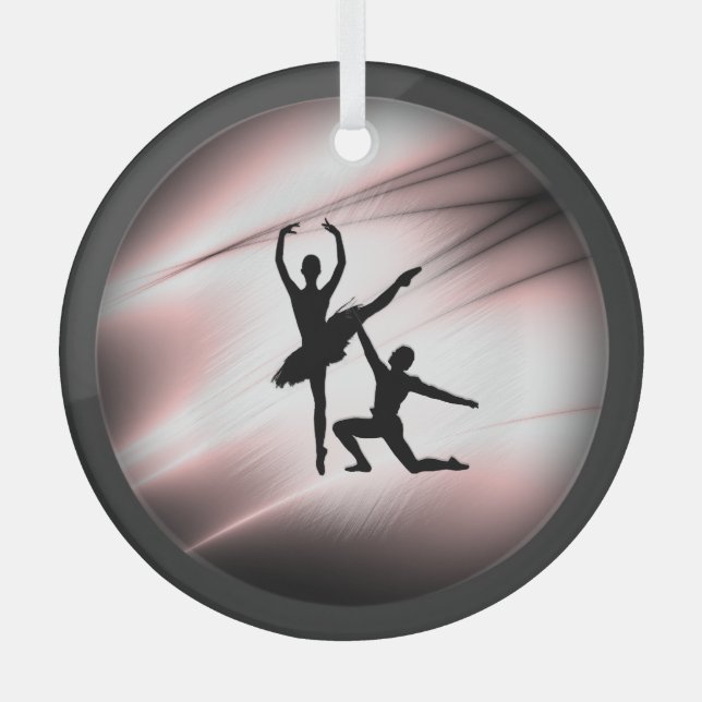 Ornement En Verre Ballet Couple Danse Accent rose (Recto)