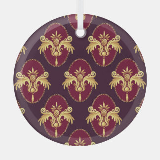 Ornement En Verre Baroque Gold Sconce Magenta Motif