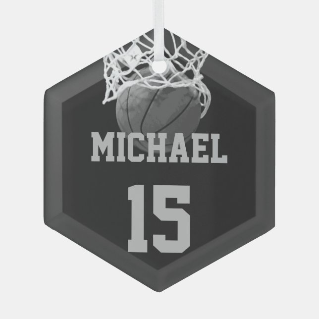 Ornement En Verre Basket-ball Votre nom (Recto)