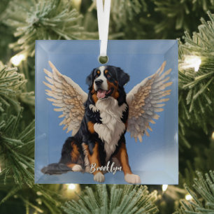 Ornement En Verre Beau chien de montagne bernois avec ailes