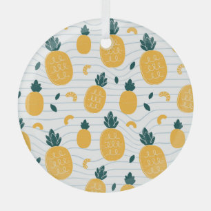 Ornement En Verre Beauté ananas : Motif tiré à la main