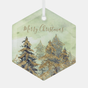 Ornement En Verre Beautiful Golden Green Christmas Trees 