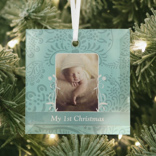 Ornement En Verre Bébé Aqua Tiny Tee Ornament Photo (Insitu)