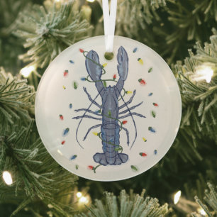 Ornement En Verre Bleu Homard de Noël Lumières Verre Ornement
