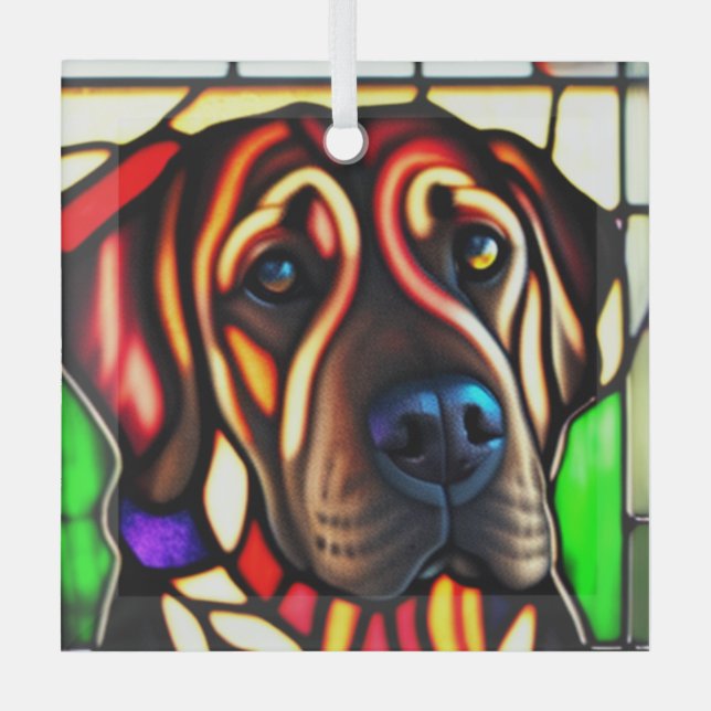 Ornement En Verre Bloodhound "Verre Tiré" (Recto)