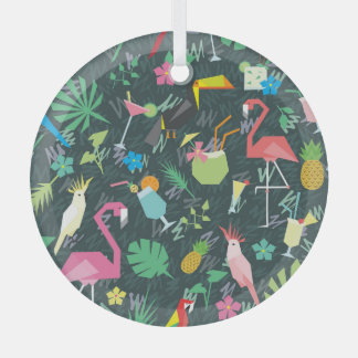 Ornement En Verre Boissons D'Oiseaux Tropicaux : Vibrant Sans Fil.