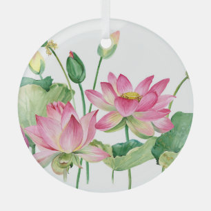 Ornement En Verre Bordure d'eau rose Lotus