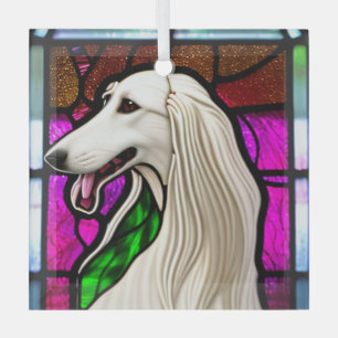 Ornement En Verre Borzoi "Verre Tiré"