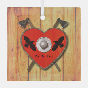 Ornement En Verre Bouclier cardiaque viking - Corbeau