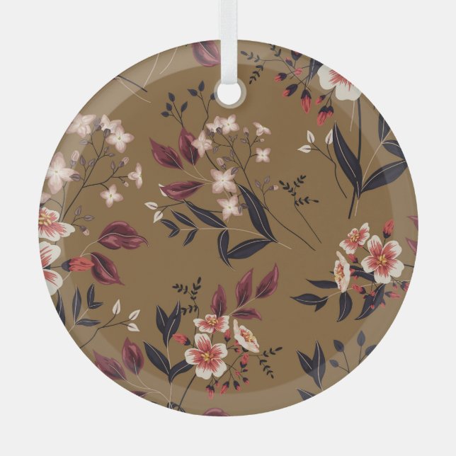 Ornement En Verre Branche de fleurs roses, composition abstraite. (Recto)