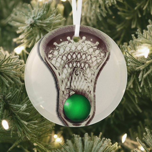 Ornement En Verre Cadeau de vacances Lacrosse (Insitu)