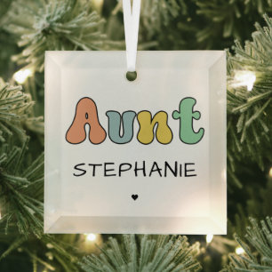 Ornement En Verre Cadeau Retro Tante Personnalisé   Tante personnali