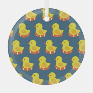 Ornement En Verre Canard en caoutchouc jaune, mignon, motif sans sou