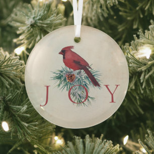 Ornement En Verre Cardinal vintage personnalisé Noël Fêtes