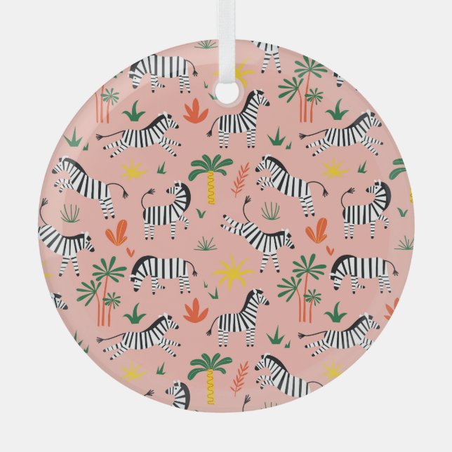Ornement En Verre Caricature Zebras Funny Motif sans couture (Recto)