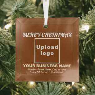 Ornement en verre Carré Brown de Noël d'affaires