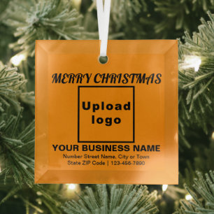 Ornement En Verre Carré couleur orange de Noël professionnel