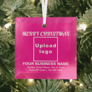 Ornement en verre Carré rose de Noël