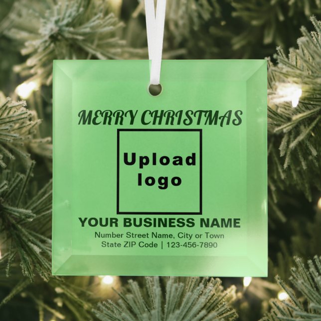 Ornement En Verre Carré vert clair de Noël d'affaires (Insitu)