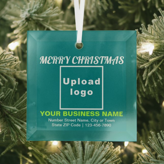 Ornement En Verre Carré vert Turquoise de Noël d'affaires (Insitu)