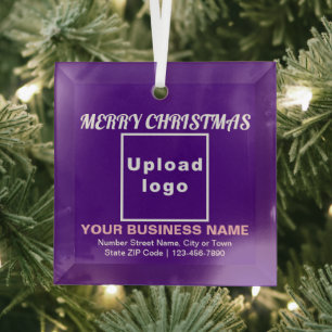 Ornement en verre Carré violet de Noël d'affaires