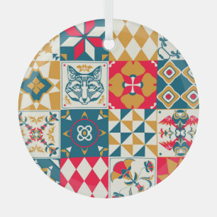 Ornement En Verre Carrelage bleu : Arrière - plan Vintage en mosaïqu