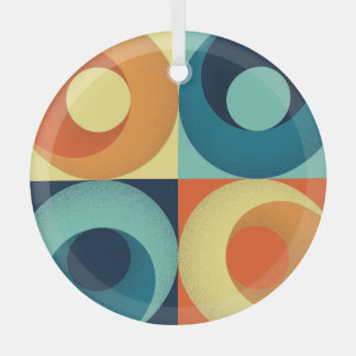 Ornement En Verre Carrés et cercles rétro : Motif des années 60