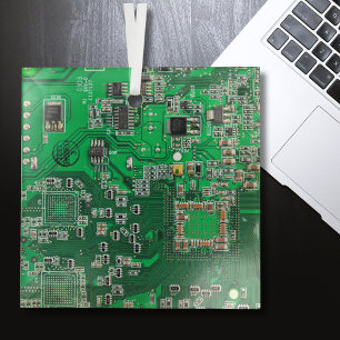 Ornement En Verre Carte de circuit Geek d'ordinateur vert