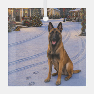 Ornement En Verre Carte de vacances du Malinois Belge