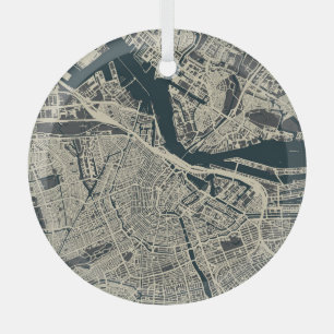 Ornement En Verre Carte vintage Amsterdam : Rétro minimaliste