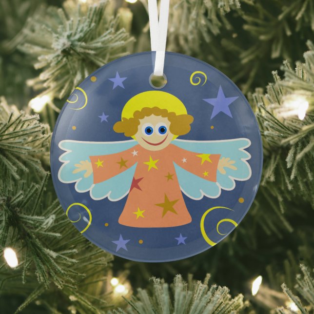 Ornement En Verre Cartoon mignon Whimsical Angel Art de Noël (Insitu)