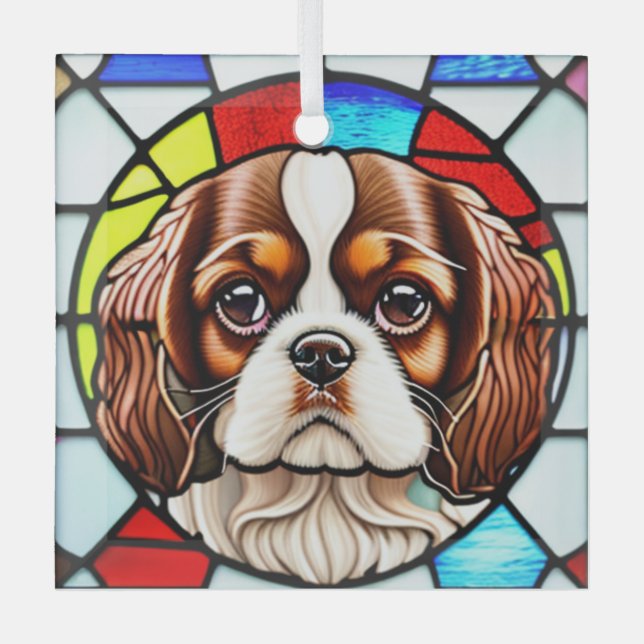Ornement En Verre Cavalier King Charles Spaniel "Verre Trait" (Recto)