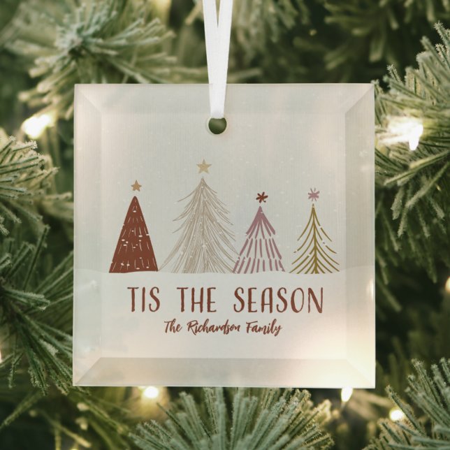 Ornement En Verre C'Est La Saison Fêtes De Noël Arbres Personnalisés (Insitu)