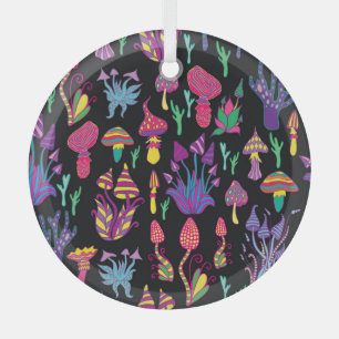 Ornement En Verre Champignons psychédéliques Motif des couleurs arc-