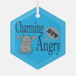 Ornement En Verre Charming mais en colère petit chat diable drôle ci