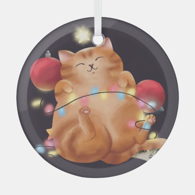Ornement En Verre chat de Noël (Recto)