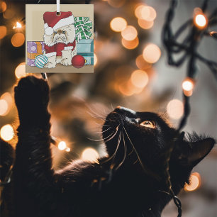 Ornement En Verre Chat de Noël Perse