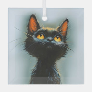 Ornement En Verre Chat noir enchanté
