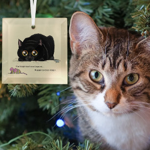 Ornement En Verre Chat noir mignon en crème qui remue les fesses