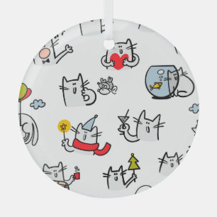 Ornement En Verre Chats amusants, lait et magie.