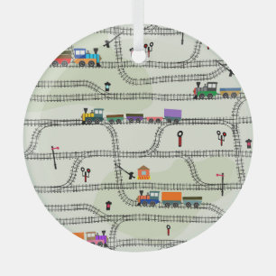 Ornement En Verre Chemin de fer pour enfants : Funny Motif sans cout