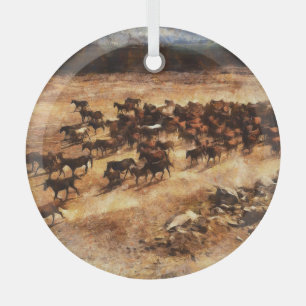 Ornement En Verre Chevaux Sauvages : Majesté d'Animal Artistique.