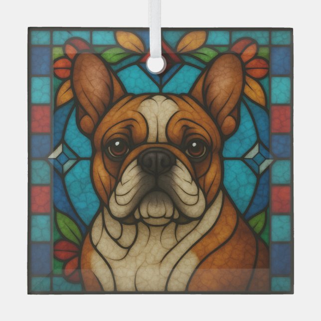 Ornement En Verre Chien à chien de taureau français "Verre tendu" (Recto)
